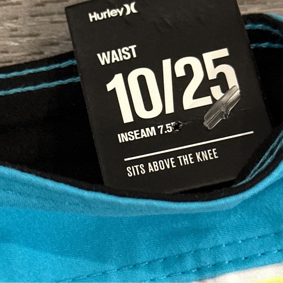 HURLEY Board Shorts for Boys, Size 10 / 25…Hawaiian Print Blue, & Green. NWT! - Picture 5 of 10